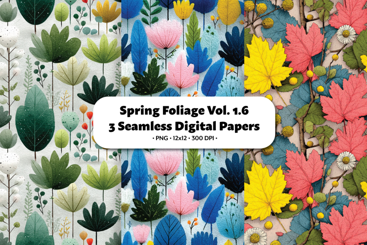Spring Foliage Seamless Digital Paper Vol.1.6, 3 PNG