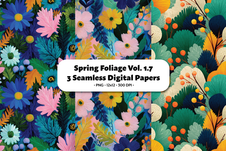 Spring Foliage Seamless Digital Paper Vol.1.7, 3 PNG