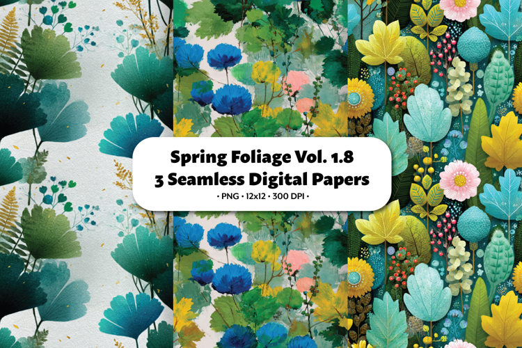 Spring Foliage Seamless Digital Paper Vol.1.8, 3 PNG