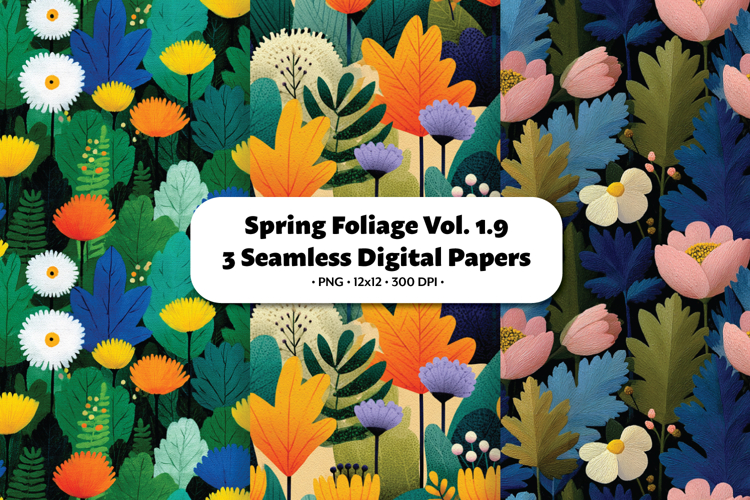 Spring Foliage Seamless Digital Paper Vol.1.9, 3 PNG