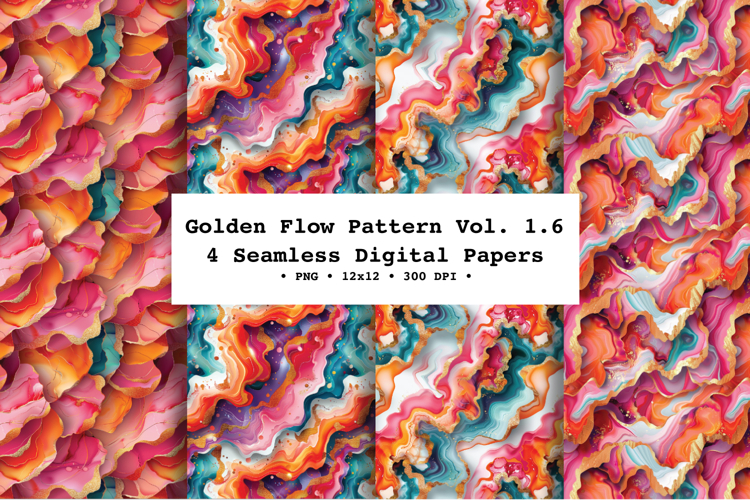 Golden Flow Seamless Pattern Vol.1.6- 4 PNG