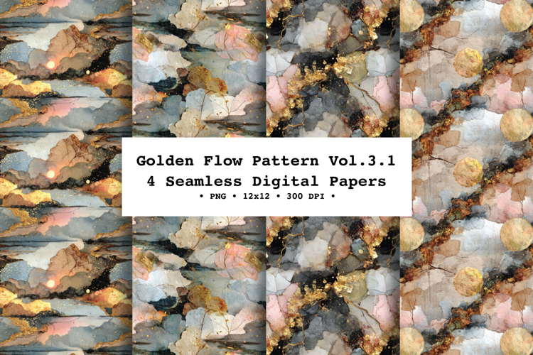 Golden Flow Seamless Pattern Vol.3.1- 4 PNG