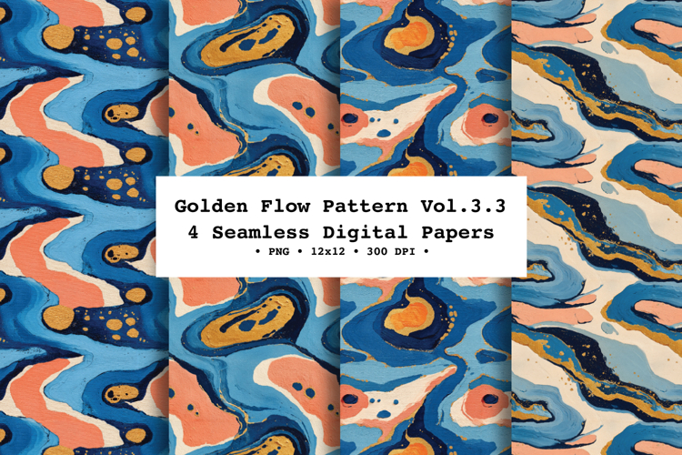 Golden Flow Seamless Pattern Vol.3.3- 4 PNG