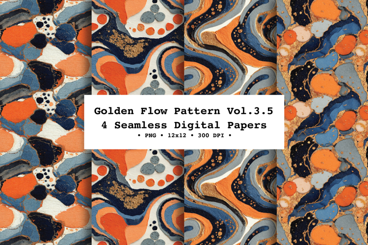 Golden Flow Seamless Pattern Vol.3.5- 4 PNG