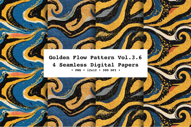 Golden Flow Seamless Pattern Vol.3.6- 4 PNG