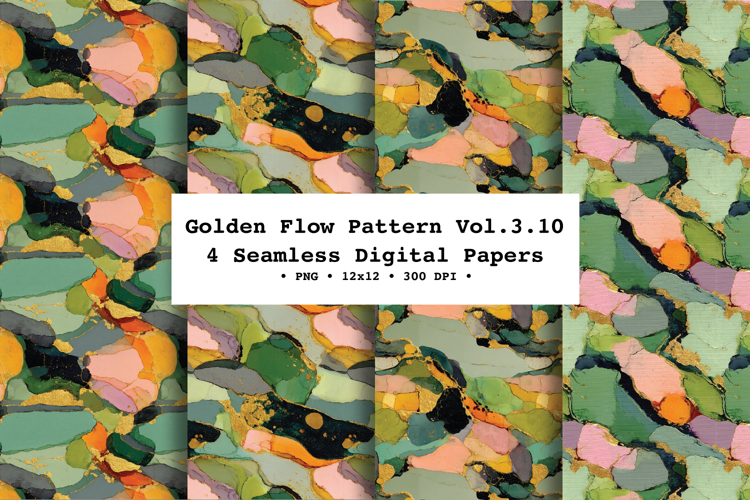Golden Flow Seamless Pattern Vol.3.10- 4 PNG