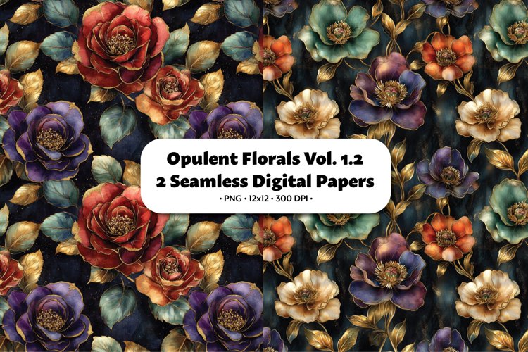 Opulent Florals Seamless Digital Paper Vol. 1.2, 2 PNG