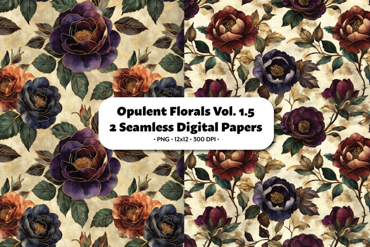Opulent Florals Seamless Digital Paper Vol. 1.5, 2 PNG