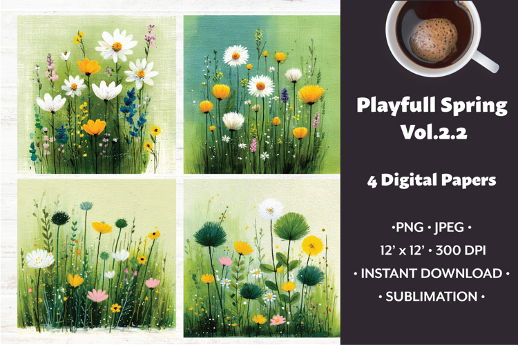 Playful Spring Digital Paper Vol. 2.2, 2 PNG   JPEG