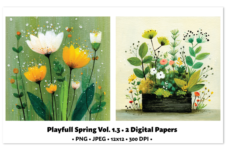 Playful Spring Digital Paper Vol. 1.3, 2 PNG   JPEG