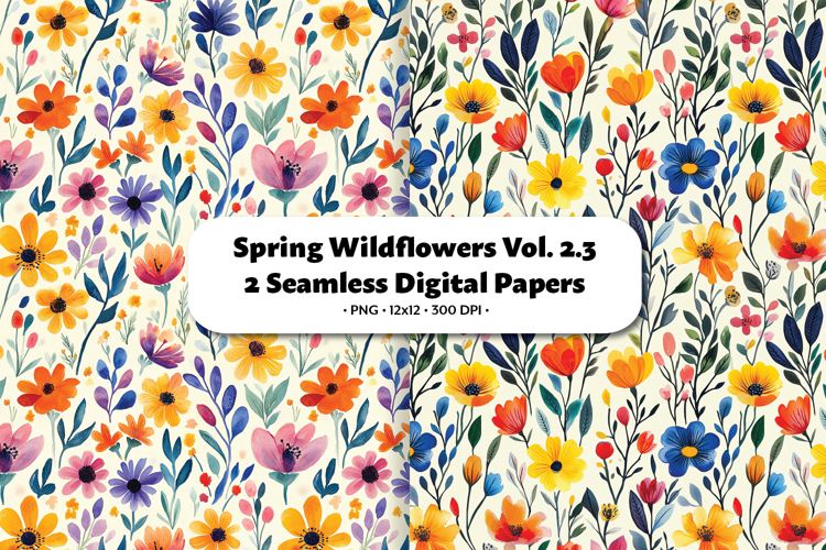 Spring Wildflowers Seamless Digital Paper Vol.2.3, 2 PNG