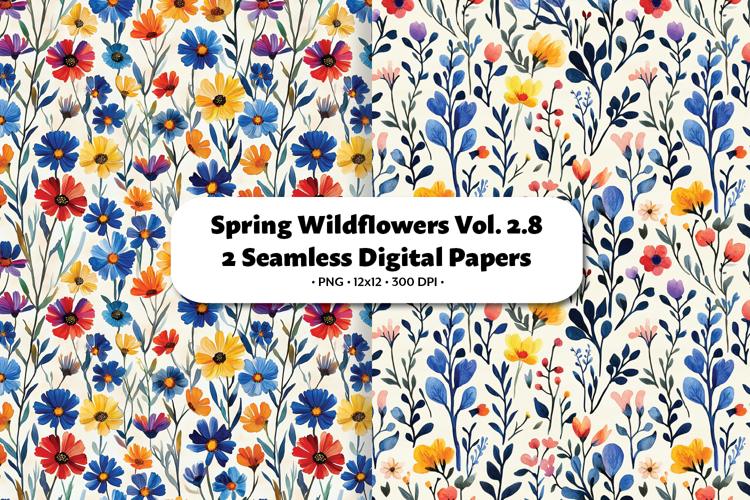 Spring Wildflowers Seamless Digital Paper Vol.2.8, 2 PNG
