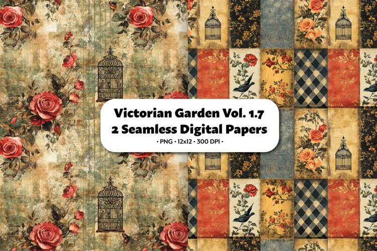 Victorian Garden Seamless Digital Paper Vol. 1.7, 2 PNG