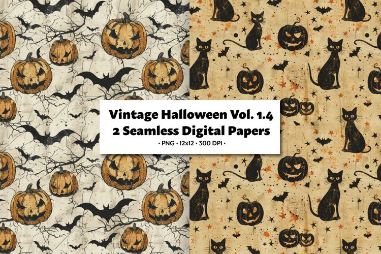 Vintage Halloween Pattern, Seamless Digital Paper Vol. 1.4