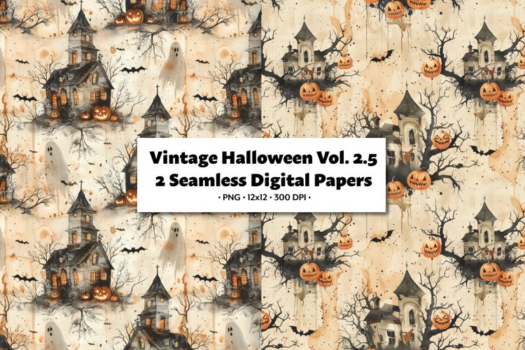 Vintage Halloween Pattern, Seamless Digital Paper Vol. 2.5