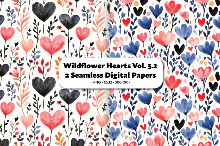 Wildflower Hearts Seamless Digital Paper Vol.3.2, 2 PNG