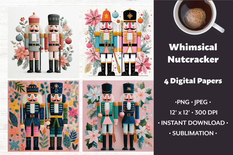 Whimsical Nutcracker Digital Paper Vol.1.4,4 PNG and JPEG