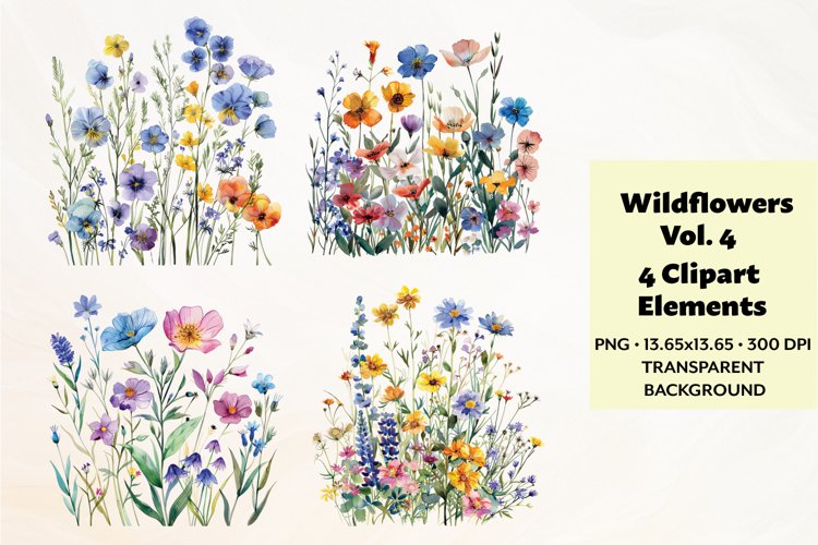Wildflowers Clipart Vol. 4, 4 PNG