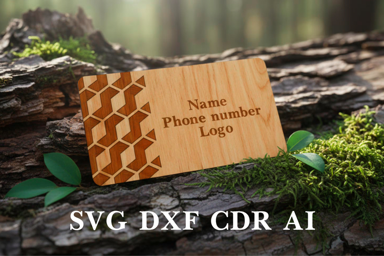 Business card with engraving. Plywood business card.