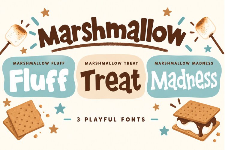 Marshmallow Font Trio | Fluff, Treat & Madness example image 1