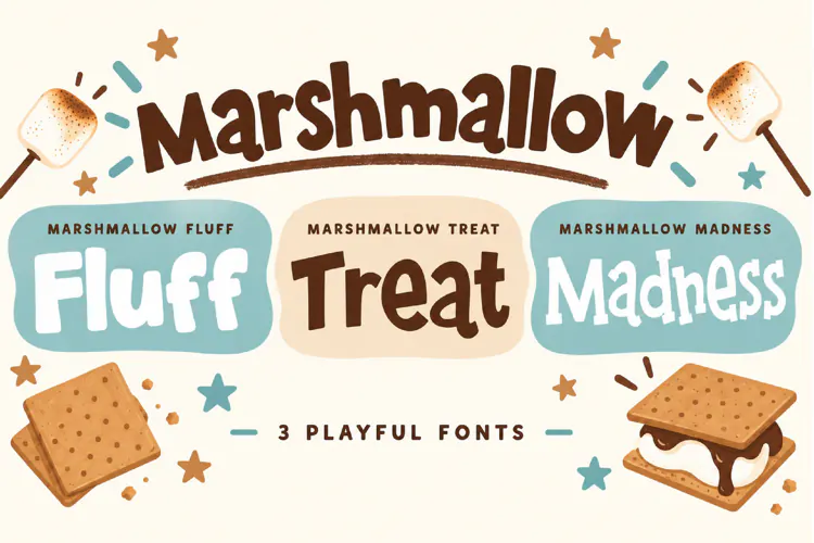 Marshmallow Font Trio | Fluff, Treat & Madness