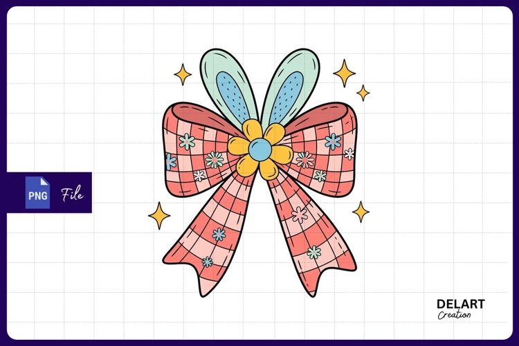 Cute easter bow with bunny ears Sublimation PNG