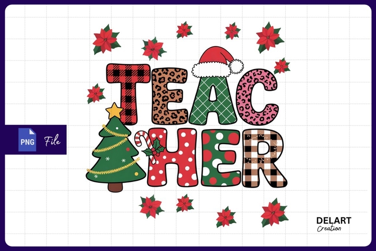 Christmas teacher sublimation png graphic Png Design