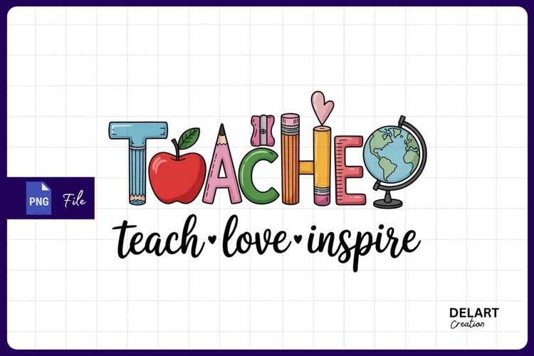Teachers day sublimation png design illustration