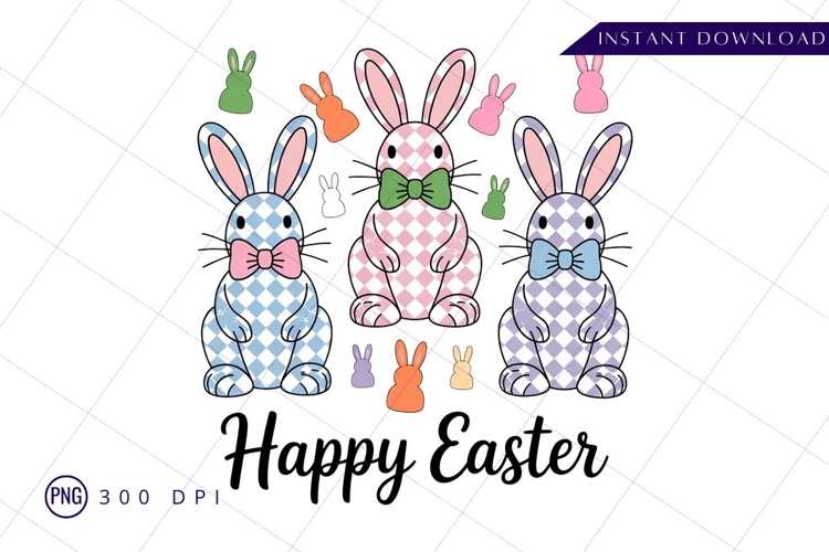 Happy easter bunnies illustration sublimation Png Design