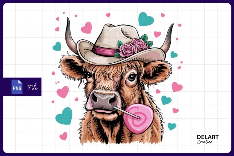 Cute cow with lollipop sublimation Png Design