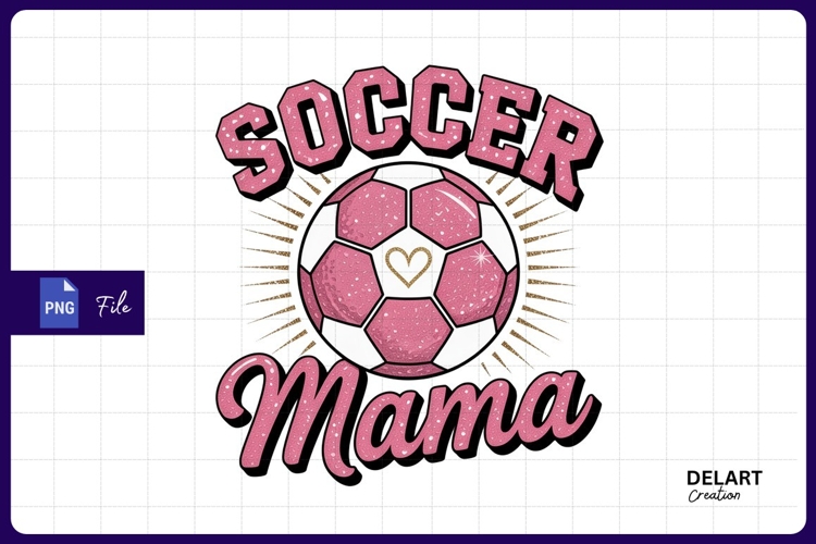 Pink soccer mama design sublimation png