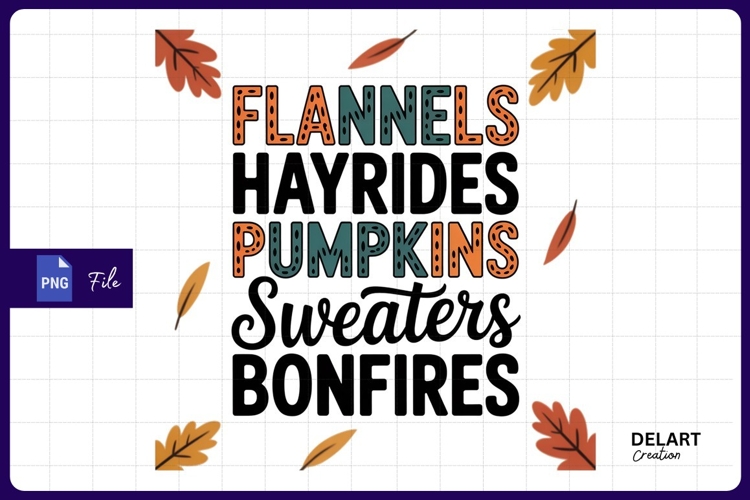 Autumn favorites flannels hayrides Sublimation PNG Design