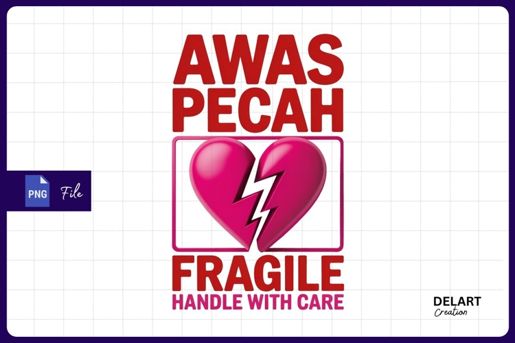 Fragile handle with care warning Sublimation PNG Design