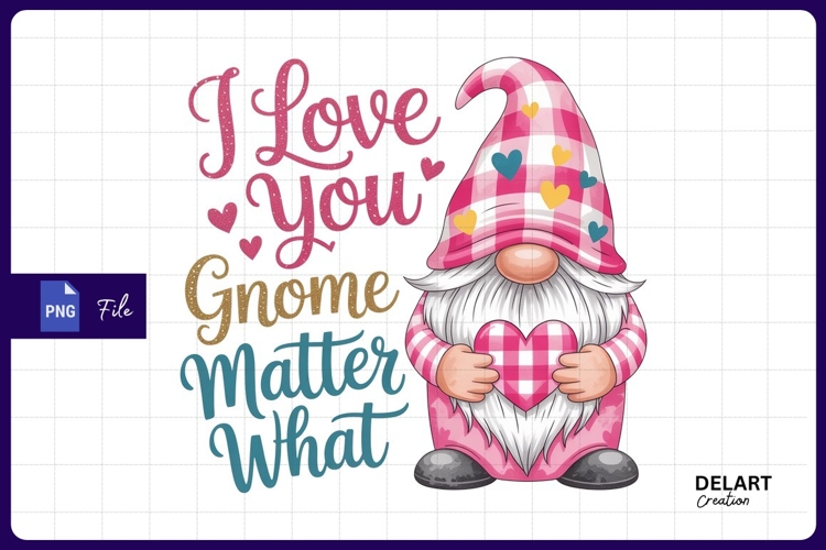 Valentines day gnome love Sublimation PNG Design