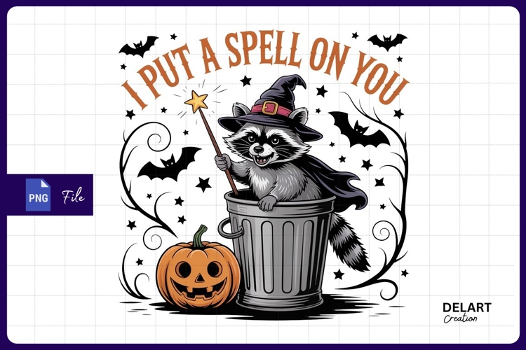 Halloween raccoon witch Sublimation PNG Design