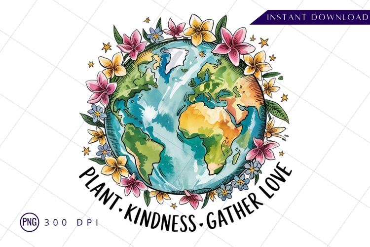Earth Illustration Flowers Stars Watercolor Plant PNG