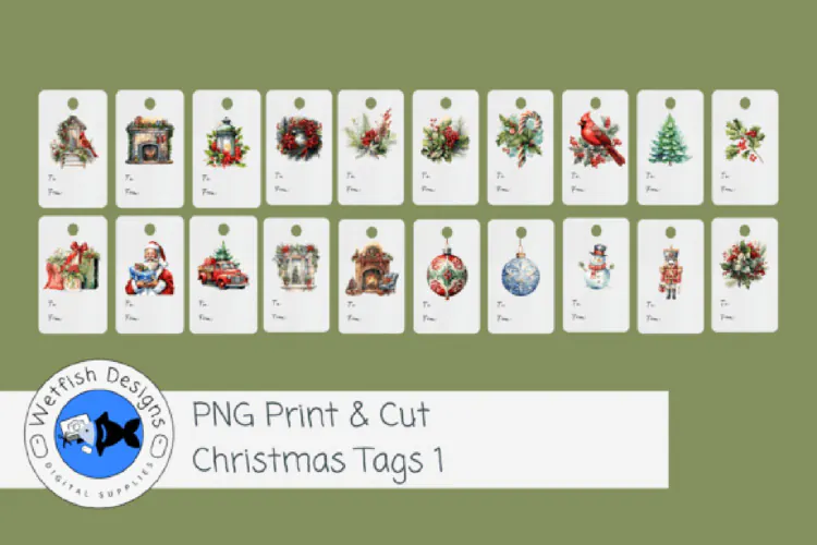 Print and Cut PNG Christmas Tags