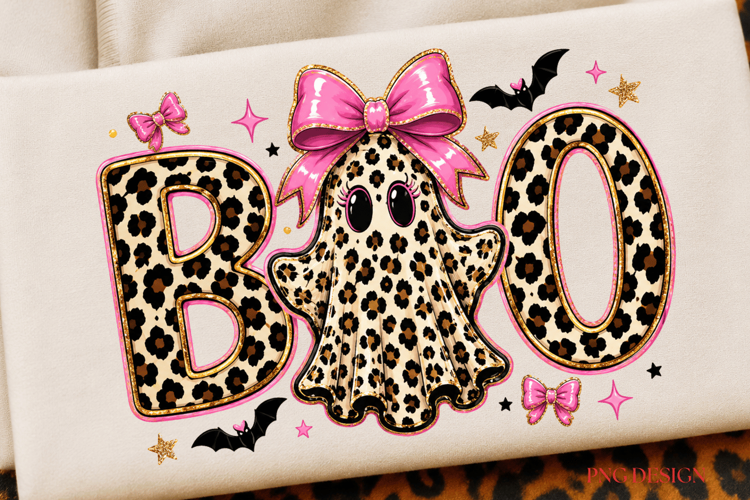 Leopard Ghost Boo PNG, Halloween Sublimation Design