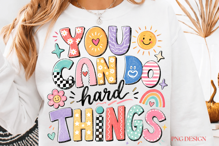 You Can Do Hard Things PNG, Retro Striped School Design