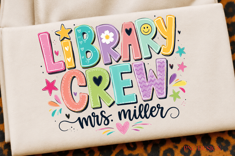 Library Crew PNG, Librarian Shirt Design, Library Sublimatio