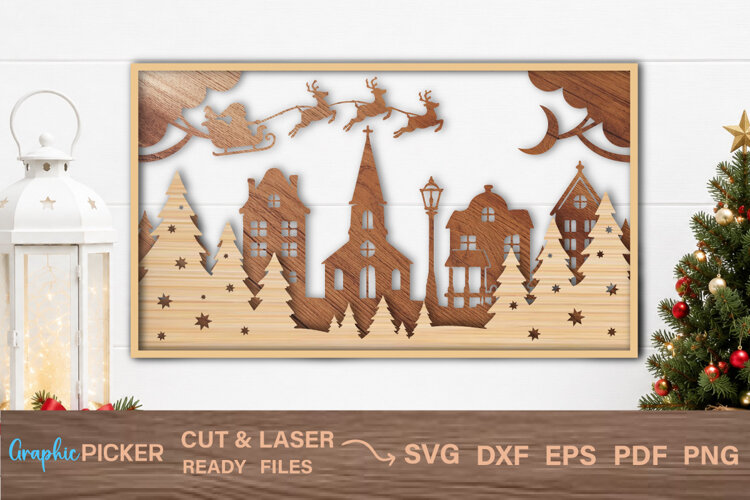CHRISTMAS Box Multilayer Laser Cut Files, 3D Designs, Tree example image 1