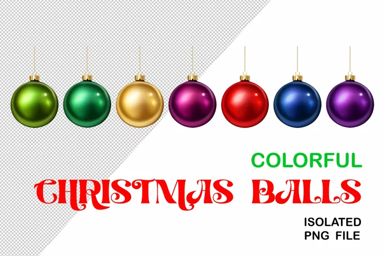 PNG hanging Christmas baubles. Christmas ball ornament