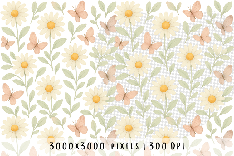 Watercolor Botanical Cottagecore Aesthetic seamless pattern