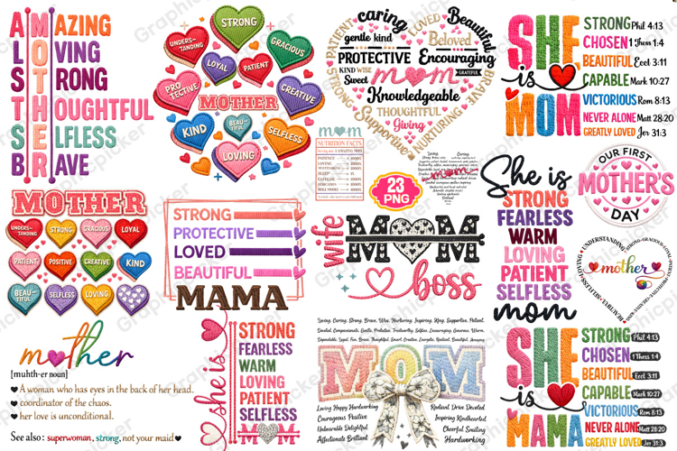 Mothers Day PNG Bundle, She is Mom PNG Bundle, Mother PNG