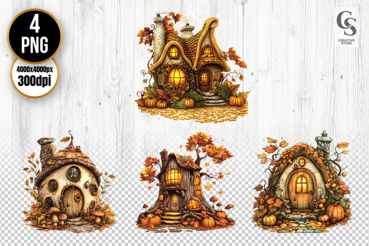 Autumn Cottage House Clipart PNG