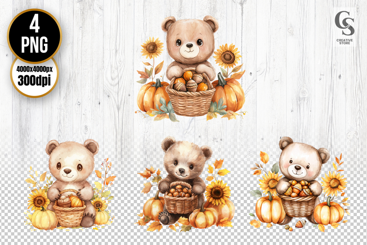 Autumn Teddy Bear Clipart PNG