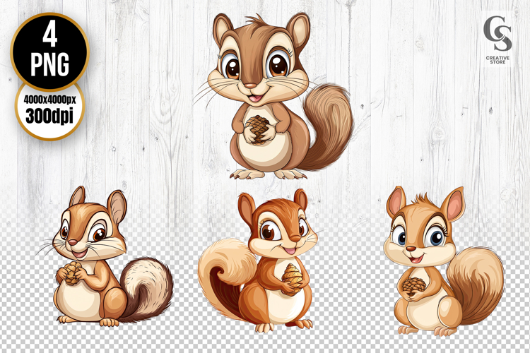 Cute Squirrel Clipart PNG Woodland Animal Illustration