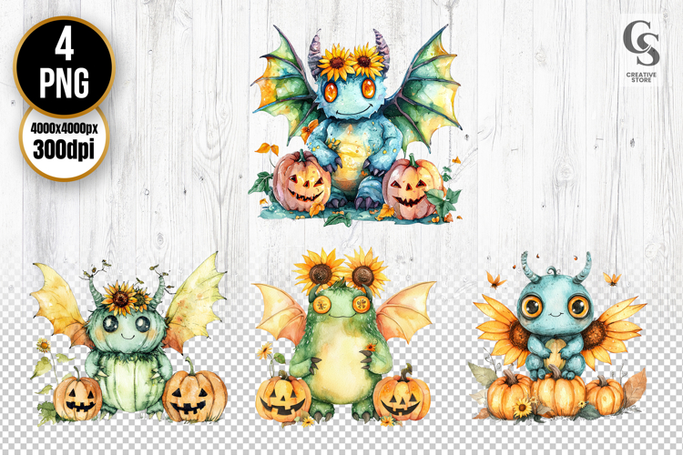 Cute Dragon Pumpkin Clipart PNG