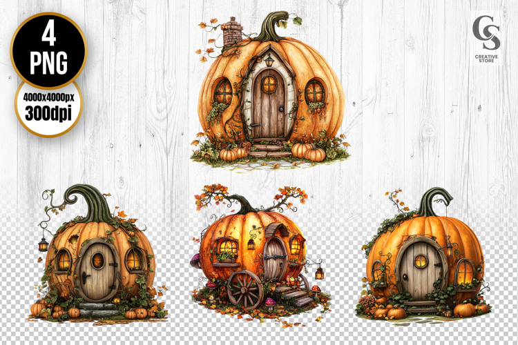 Pumpkin House Clipart PNG | Autumn Cottage Sublimation