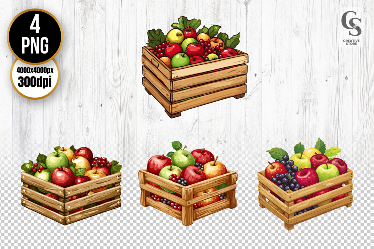Fruit Wooden Crate Clipart PNG